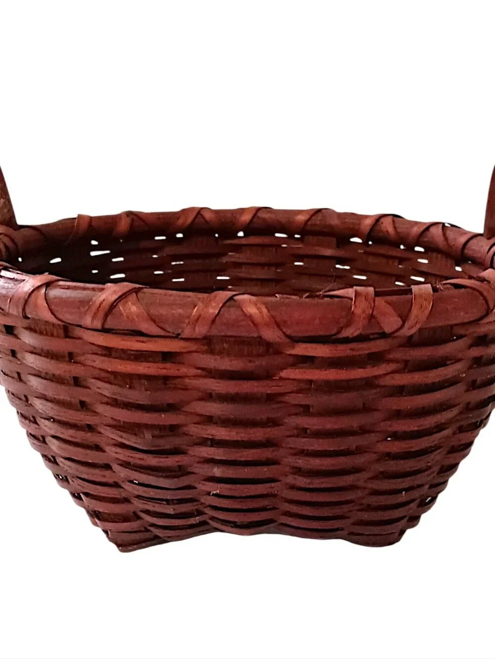 Basketville Handmade Basket Handles Rustic Primitive‎ Woven Reed Slats Vintage